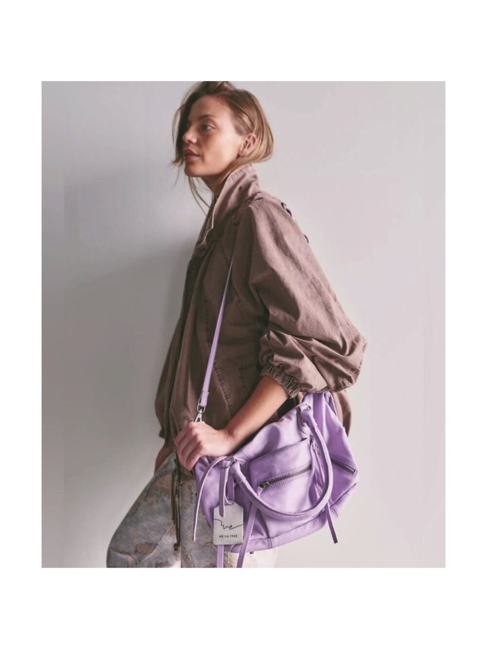 We The Free Free People Lilac Baby Emerson Leather Tote